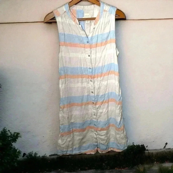Cynthia rowley  100% linen nautical striped dress M - Picture 1 of 6